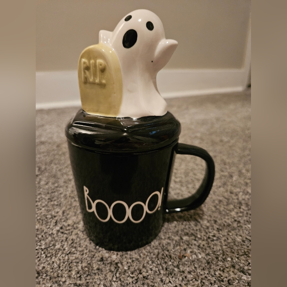 Halloween BOO Mug with Ghost Lid Topper